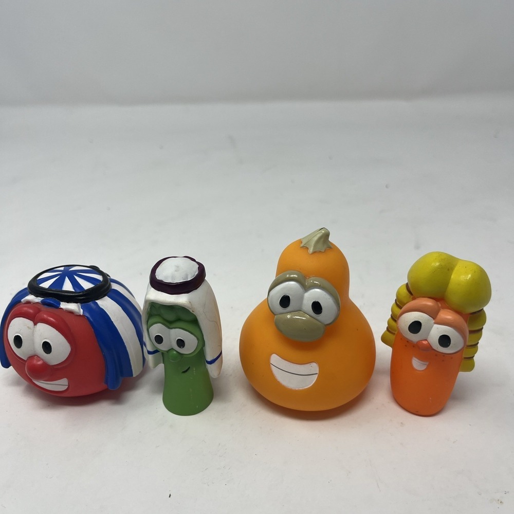Veggie Tales Figure Lot 4 Jimmy Gourd Laura Carrot Nativity Bob Junior Big Idea